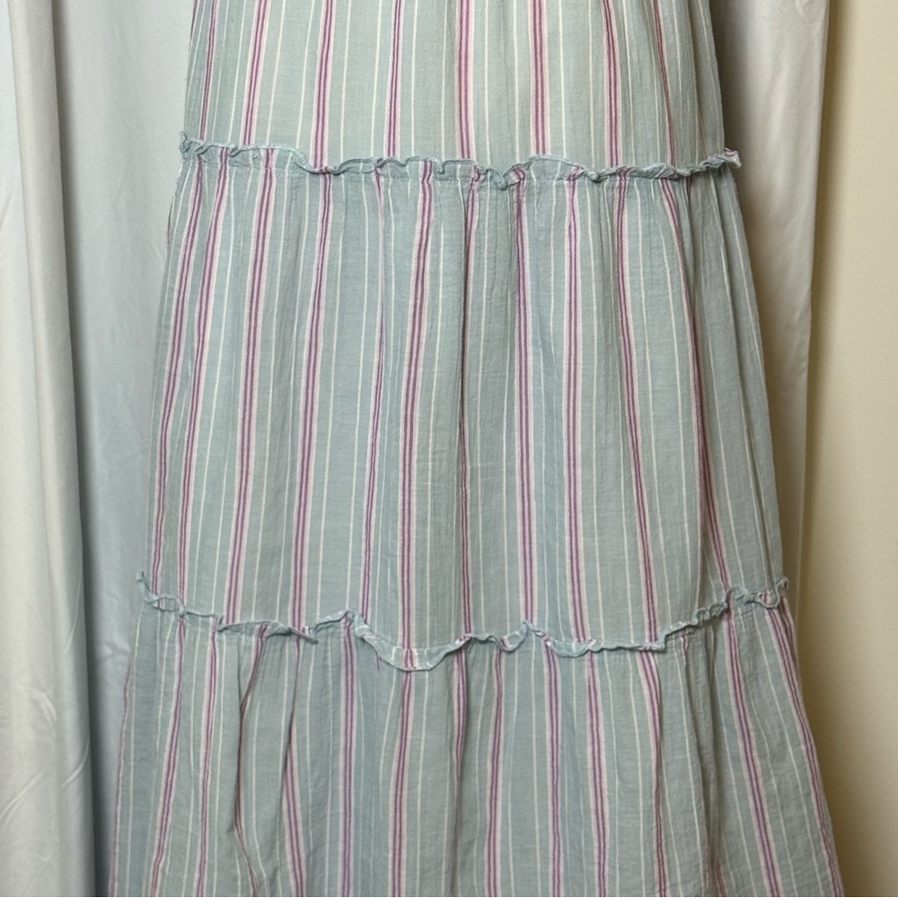 Rails Juni Placid Stripe Midi Dress Tiered Cotton Blue Pink Small - Picture 13 of 16